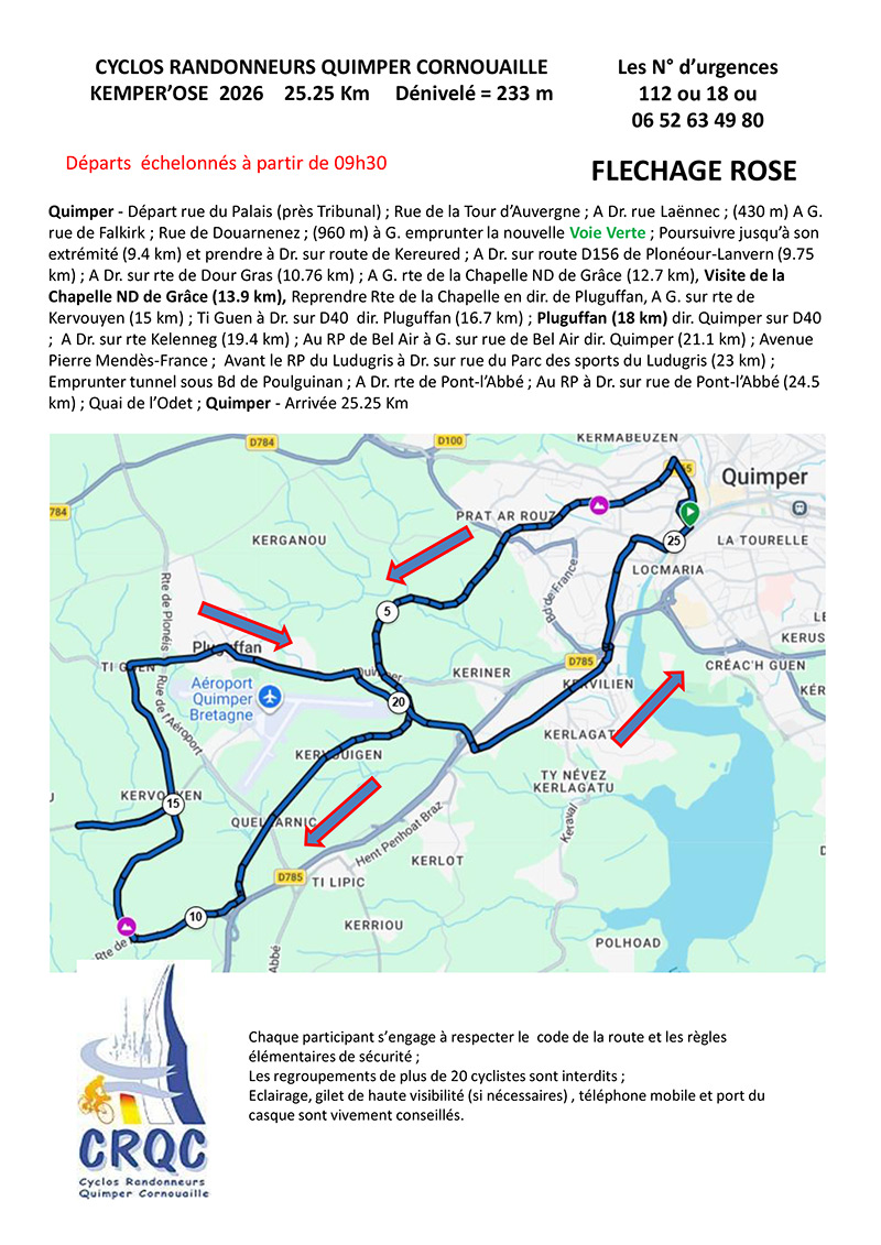Feuille de route KEMPER OSE 25.25 km avec visite Chapelle (2026) Feuille de route KEMPER OSE 25.25 km avec visite Chapelle (2026)