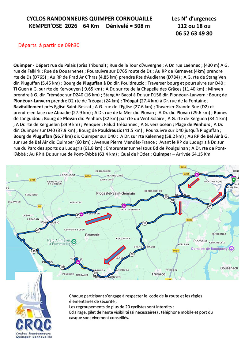 Feuille de route KEMPER OSE 64 km (2026) Feuille de route KEMPER OSE 64 km (2026)